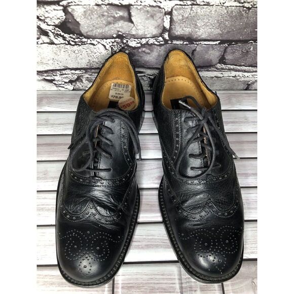 Mario Calugi Black Leather Wingtip Cap Toe Oxfords Lace Shoes Men Sz 7.5M US/41 - Picture 5 of 16